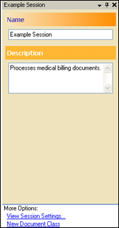 Tasks Pane - Session Settings